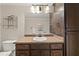 Bathroom featuring a single vanity and a granite countertop at 90 Alcovy Reserve Way, Covington, GA 30014