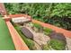 Landscaped backyard with a stone pathway, tiered garden, and fenced-in patio at 470 Manor Oak Se Ln, Marietta, GA 30067