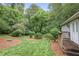 Beautifully landscaped backyard with lush greenery, mulch beds, and a well-maintained lawn at 635 Wilson Nw Rd, Atlanta, GA 30318