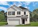 Charming two-story home with white siding, black shutters, and a convenient attached two-car garage at 1125 Elowen Dr, Austell, GA 30168