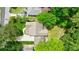 Overhead shot of a home featuring a spacious yard, driveway, and lush trees, presenting a tranquil scene at 2370 Burch Cir, Brookhaven, GA 30319