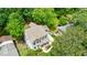 An aerial view shows a lovely home, complete with a big yard, driveway and lush trees surrounding the area at 2370 Burch Cir, Brookhaven, GA 30319