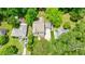 Aerial view of a home with a well-maintained lawn, mature trees, and a long driveway at 2370 Burch Cir, Brookhaven, GA 30319