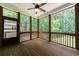 Relaxing screened-in porch with ceiling fan offers a peaceful view of the lush backyard at 2370 Burch Cir, Brookhaven, GA 30319