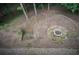 Overhead view of a cozy stone fire pit area surrounded by natural landscaping at 1325 Starboard Way, Cumming, GA 30041