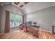 Office with hardwood floors, coffered ceiling, a large window, and comfortable furnishings at 1325 Starboard Way, Cumming, GA 30041