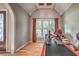 Office space with hardwood floors, coffered ceiling, and a large window at 1325 Starboard Way, Cumming, GA 30041