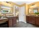 Contemporary bathroom featuring double vanity with granite countertop and modern fixtures at 111 Millstone Way, Canton, GA 30115