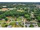 Overhead shot displays neighborhood homes nestled amongst mature trees, offering privacy and a serene setting at 140 Wilbanks St, Buford, GA 30518