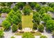 Aerial shot of a meticulously maintained neighborhood park with mature trees and manicured lawns at 9967 Devonshire St, Douglasville, GA 30135