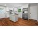 Modern kitchen with stainless steel appliances, white cabinetry, and a central island at 624 Lyle Se Dr, Marietta, GA 30067