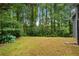 The home features a vast backyard that is surrounded by lush, mature trees and hydrangea bushes at 2865 Bryant Ct, Cumming, GA 30040
