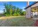 Spacious backyard with lush green grass, patio, and wooded border at 704 Rock Springs Rd, Lawrenceville, GA 30043