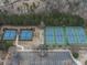 Overhead shot featuring well-maintained tennis courts and surrounding parking area for residents at 106 Twilight Overlook, Canton, GA 30114