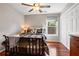 Bedroom with natural light, ceiling fan, wooden floors, and a built-in closet at 4108 Berryhill Se Trce, Smyrna, GA 30082