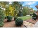A lush green backyard with manicured hedges and landscaping at 248 Montrose Dr, Mcdonough, GA 30253