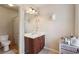 Bathroom featuring a mirror, vanity with storage, and shower with decorative curtain at 2126 Roberts View Trl, Buford, GA 30519