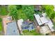 An aerial view showcases the property's lush backyard and a modern pool at 3734 Powers Ferry Nw Rd, Atlanta, GA 30342