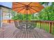 Outdoor wooden deck with table and chairs, perfect for outdoor relaxation and gatherings at 3734 Powers Ferry Nw Rd, Atlanta, GA 30342