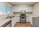 Bright kitchen with stainless steel appliances, white cabinets, and a double sink at 6715 Kimberly Mill Rd, Atlanta, GA 30349