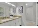 Elegant bathroom featuring a double sink vanity with granite countertop and a glass-enclosed shower at 5400 Mill Run Dr, Marietta, GA 30068