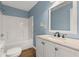 Bathroom with a vanity, sink, mirror, and shower-tub combo at 2024 Lower Burris Road Rd, Canton, GA 30114