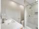 Stylish bathroom featuring a sleek vanity, frameless shower, and contemporary fixtures at 2872 Estuary Dr, Acworth, GA 30101