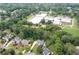 Aerial view of homes located in a tree-lined neighborhood near a school campus at 3361 Woodington Se Ct, Marietta, GA 30067