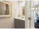 Powder room with a modern vanity and decor at 3810 Jack Vernon Cir, Powder Springs, GA 30127