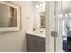 Elegant powder room with modern vanity, stylish fixtures, and neutral wall color at 3810 Jack Vernon Cir, Powder Springs, GA 30127