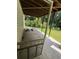 Covered patio with concrete flooring, a screen door and view of the backyard at 2504 Dalesford Ct, Dacula, GA 30019