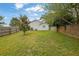 A well-maintained backyard with a lush lawn, wooden fence, and some greenery at 507 Hillcrest Cross Rd, Canton, GA 30115