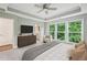 This main bedroom is furnished with a TV, dresser, and chair; bathroom is adjacent to room at 1036 Grant Park Rd, Decatur, GA 30033