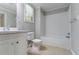 Simple bathroom featuring a vanity, toilet, and a shower/tub combo at 3361 Myrtle St, Atlanta, GA 30354