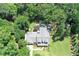 An aerial view of the property and the pool with lush greenery all around at 125 Foxridge Rd, Atlanta, GA 30327