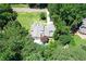 An aerial view of the backyard featuring the pool and landscaping in the backyard at 125 Foxridge Rd, Atlanta, GA 30327
