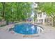 Enjoy a refreshing swim in this backyard pool surrounded by lush greenery and comfortable lounge seating at 125 Foxridge Rd, Atlanta, GA 30327