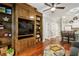 Beautiful living room with custom built-ins and hardwood floors at 2700 Pine Tree Rd # 3006, Atlanta, GA 30324
