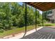 Covered patio overlooks the lush backyard, offering a relaxing outdoor space at 242 Sandhurst Ct, Suwanee, GA 30024