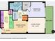 Detailed floor plan showcasing the layout of the residence, including the kitchen, living room, and bedroom with balcony at 3040 Peachtree Nw Rd # 1013, Atlanta, GA 30305