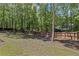 Large backyard with a wood fence, grassy area, and mature trees for a private outdoor space at 4038 Sharon Woods Dr, Powder Springs, GA 30127