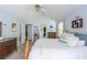 Bright bedroom boasts vaulted ceilings, fan, and decorative touches at 1737 Mount Berry Dr, Douglasville, GA 30135