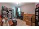 Bedroom used for storage with shelving units and boxes at 1737 Mount Berry Dr, Douglasville, GA 30135