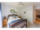 Bedroom with a ceiling fan and views into the hallway at 1737 Mount Berry Dr, Douglasville, GA 30135