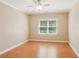 Bedroom showcasing a ceiling fan and laminate floor at 5059 Belair Bluff Se Ct, Smyrna, GA 30126