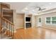 Bright living room with hardwood floors, recessed lighting and ceiling fan at 5059 Belair Bluff Se Ct, Smyrna, GA 30126