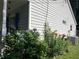 Side view of a home's exterior, surrounded by vibrant hydrangeas and lilies at 185 Colemans Bluff Dr, Woodstock, GA 30188