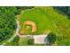 Aerial view of a well-maintained baseball field with trees in the Legacy Park Community at 3816 Harris Nw Blvd, Kennesaw, GA 30144