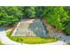 Aerial shot of a basketball court in the Legacy Park community surrounded by a fence and many trees at 3816 Harris Nw Blvd, Kennesaw, GA 30144