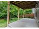 Back porch with wood columns overlooking the backyard and lush greenery at 1897 Alcovy Trace Way Way, Lawrenceville, GA 30045